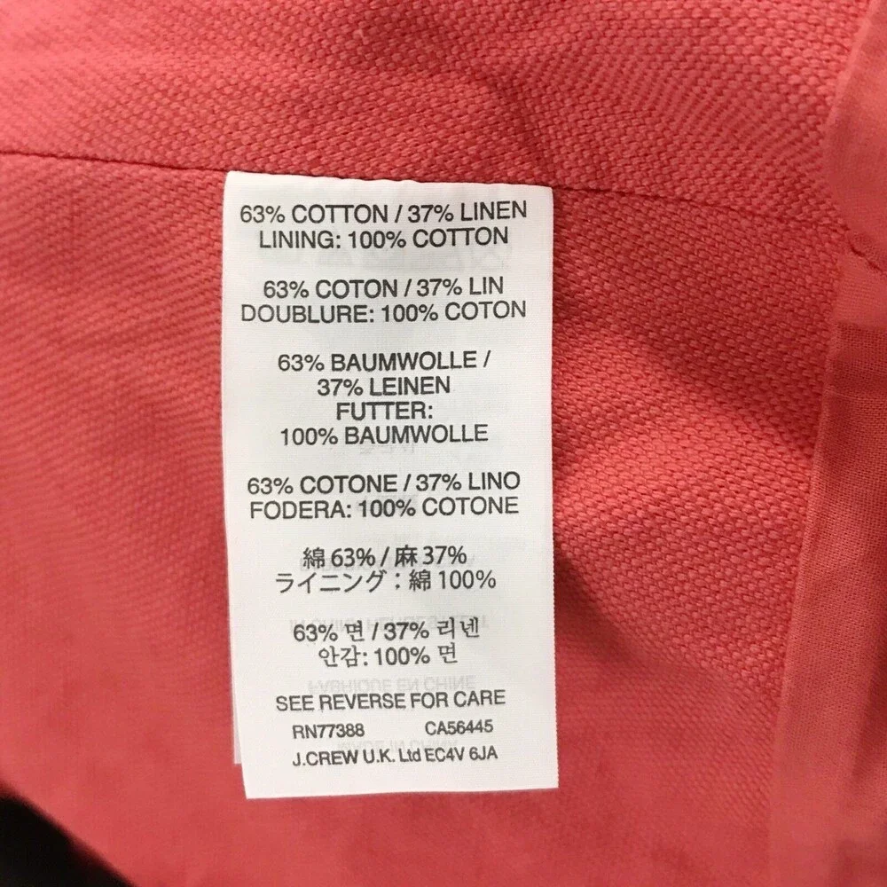 J. Crew Swish‎ Skirt 00 Coral Linen Cotton Back Zip Lined Womens Mini MSRP $98